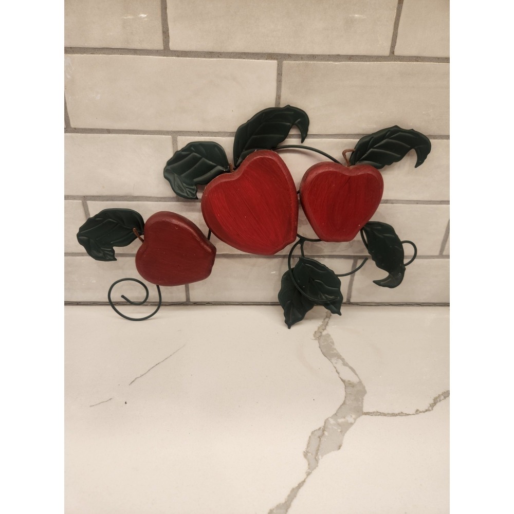 Vintage Country Farmhouse Apple Wall Hanging Decor‎ Wood Metal Swag Cottagecore